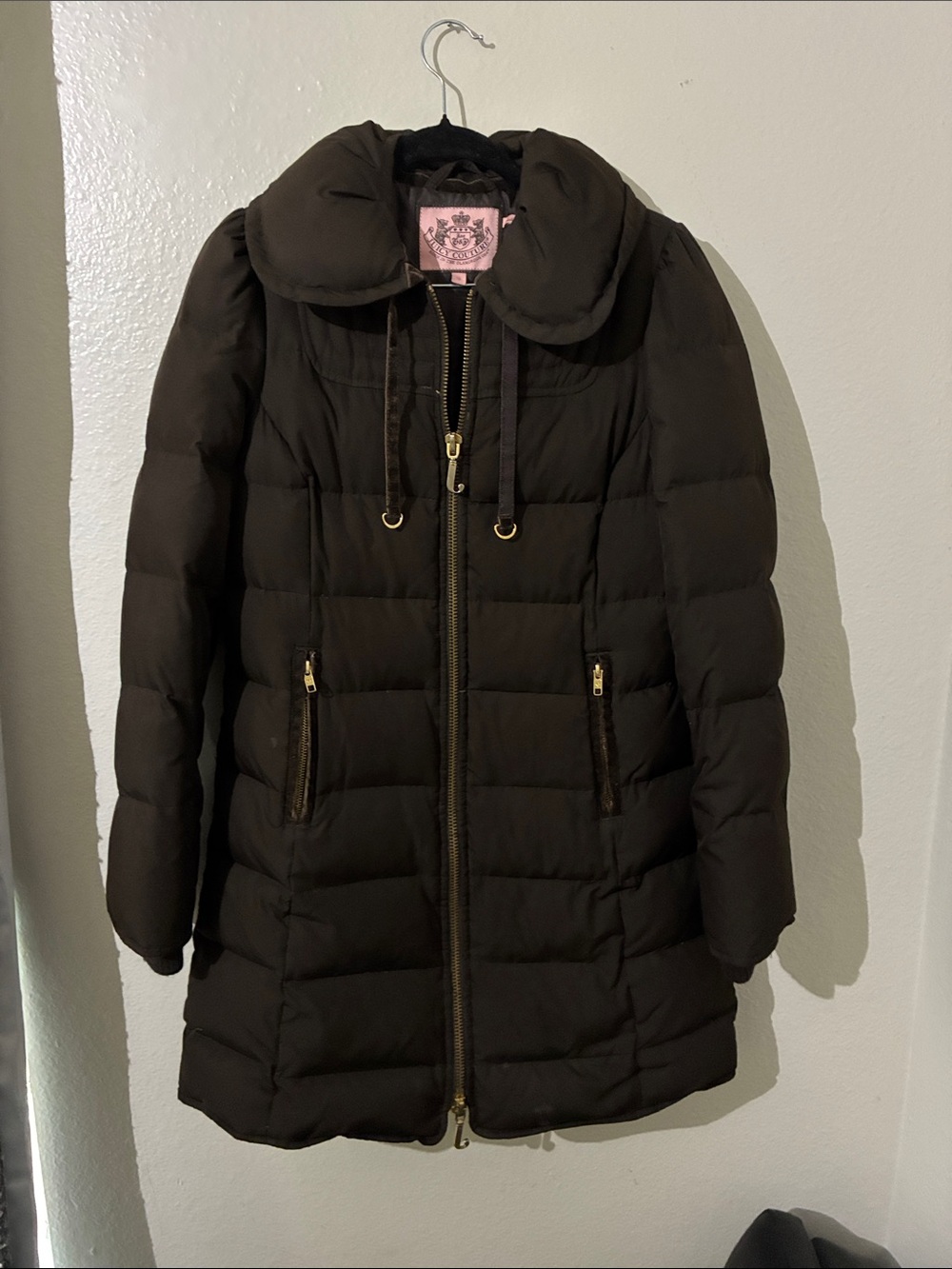Juicy Couture Brown Quilted Down Feather Puffer Jacket